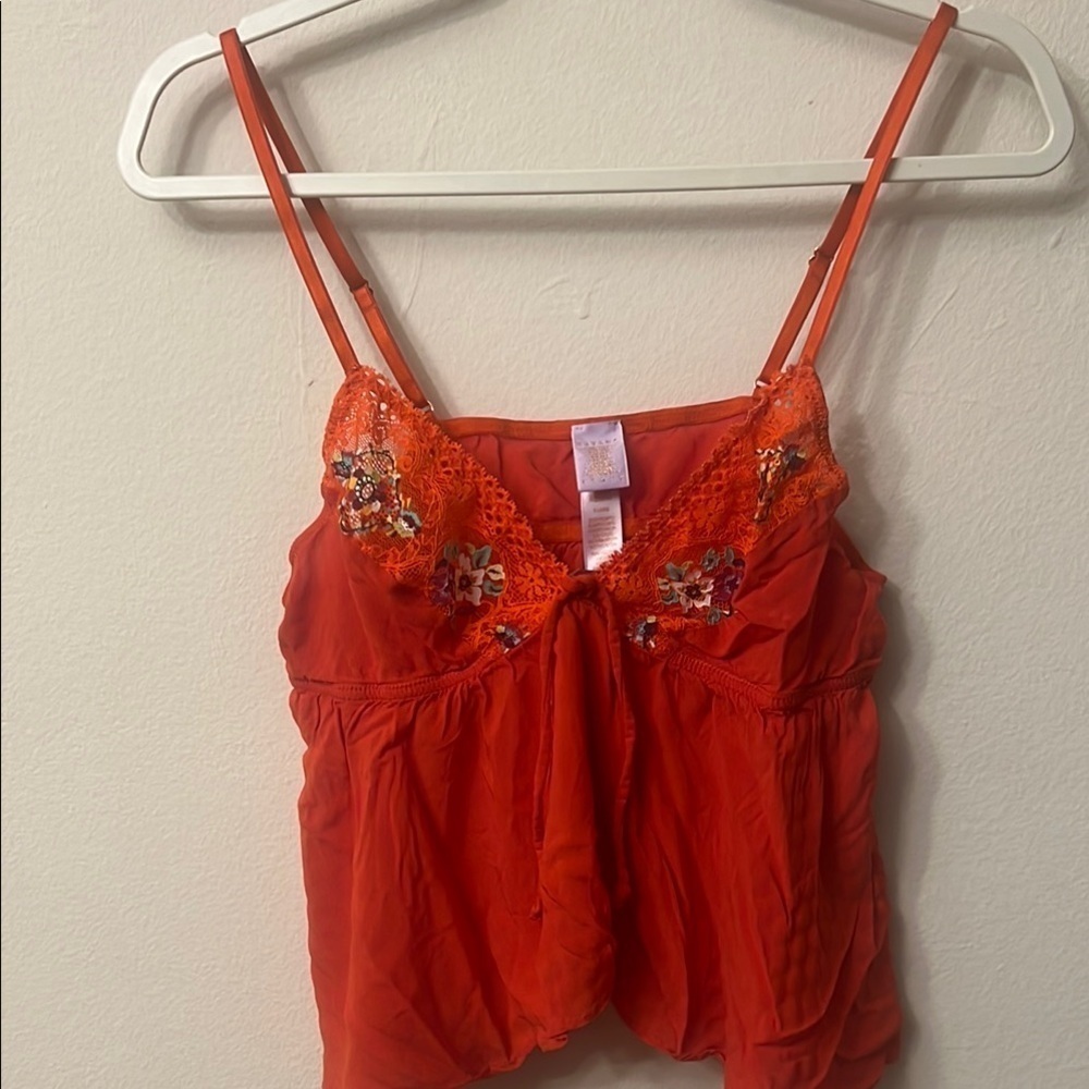 Savage X Fenty Orange Embellished Crop Camisole